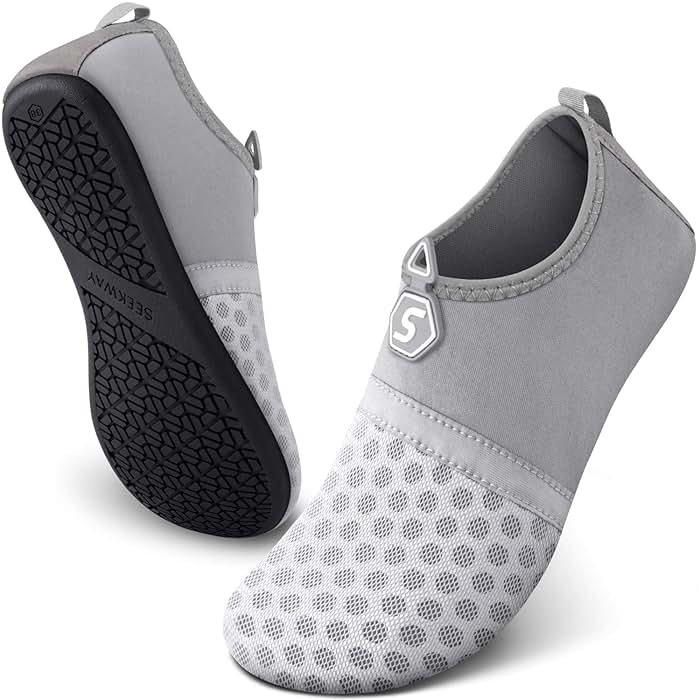 SEEKWAY Water Shoes Quick-Dry Aqua Socks Barefoot Slip-on for Beach Pool Swim River Yoga Lake Surf Women Men Black SK001 - Product Image
