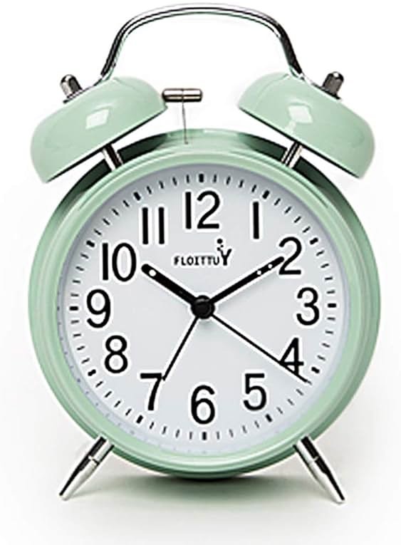 FLOITTUY Loud Alarm for Deep Sleepers 4'' Twin Bell Alarm Clock with Backlight for Bedroom and Home Decoration(Green) - Product Image
