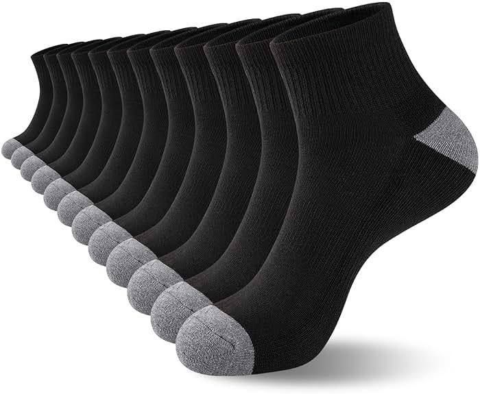 COOVAN 12 Pairs Mens Cushion Ankle Socks Men 12 Pack Low Cut Comfort Breathable Casual Socks - Product Image