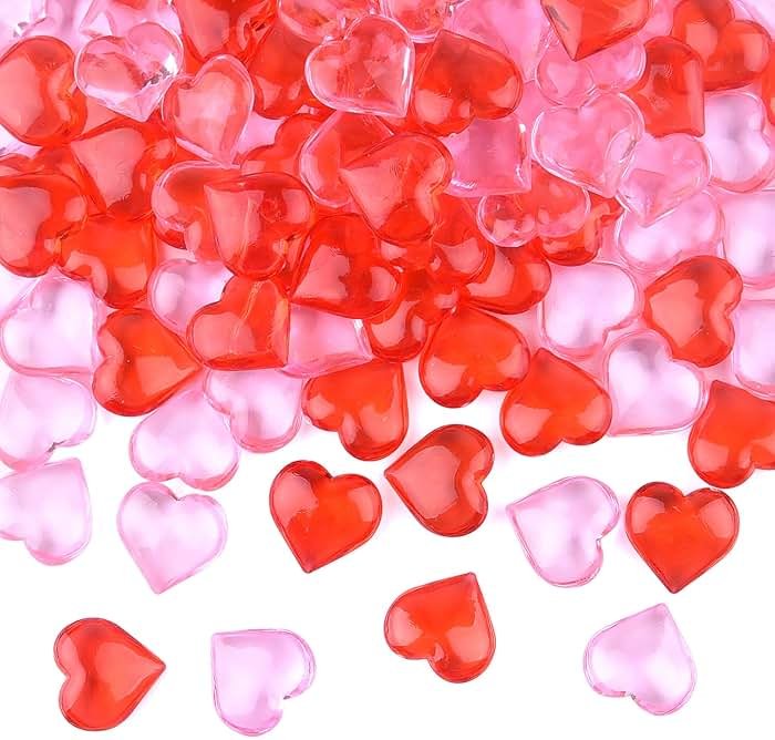TUPARKA Acrylic Hearts Red Acrylic Hearts for Table Decoration/Home Decoration/Vase Fillers in Valentine's Day or Wedding Day - Product Image