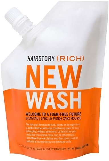 Hairstory New Wash Rich – Detergent Free Shampoo for Thick Curly Coarse Hair, Sulfate Free Deep Moisture Cleansing Cream, Shampoo and Conditioner Alternative, 8 Fl Oz Refill Pouch - Product Image