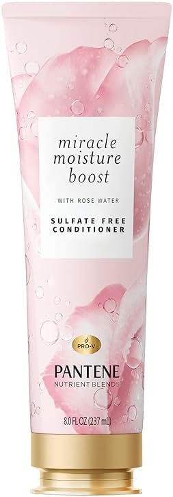 Pantene Nutrient Blends Miracle Moisture Boost Rose Water Conditioner for Dry Hair, Sulfate Free, 8 Fl Oz - Product Image