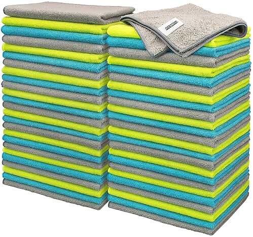 FIXSMITH Microfiber Cleaning Cloth - Pack of 50, Microfiber Towels for Cars 16 x 12 in, Highly Absorbent Cleaning Rags, Lint-Free, Streak-Free Cleaning Cloths for Car Kitchen Home Office - Product Image