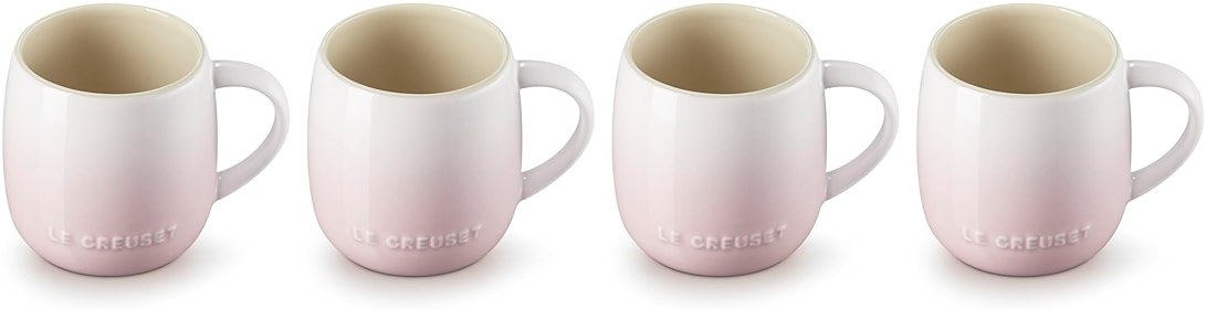 Le Creuset Stoneware Set of 4 Heritage Mugs, 13 oz. each, Shell Pink - Product Image