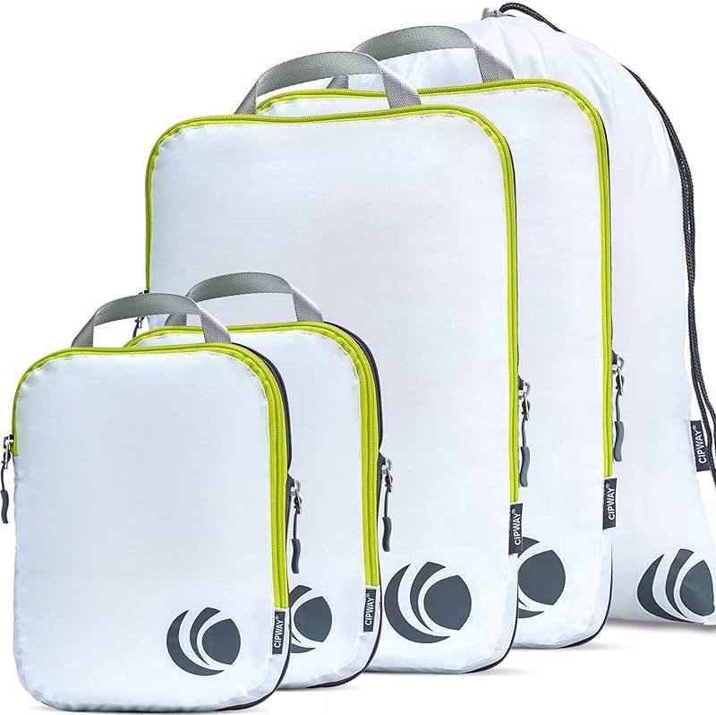 Cipway - 5 Set Compression Packing Cubes for Travel, Ultralight Packing Organizers for Luggage Suitcase & Backpack (White), L - Product Image