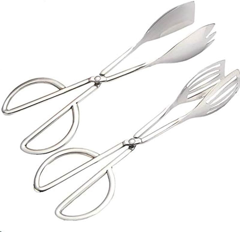 2-PACK Salad Tongs for Serving Buffet Party Catering with Stainless Steel Cooking Kitchen Tongs 10.3" - Product Image