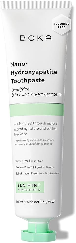 Boka Fluoride Free Toothpaste, Nano Hydroxyapatite Toothpaste, Appropriate for Sensitive Teeth - for Adult, Kids Oral Care - Ela Mint Flavor, 4 Fl Oz 1Pk US Manufactured - Product Image
