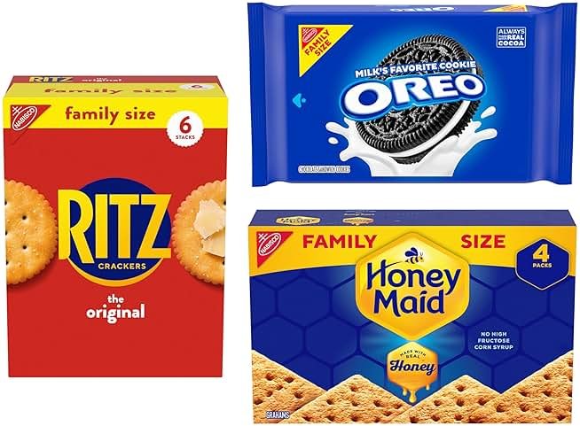 OREO Cookies, RITZ Crackers, Honey Maid Graham Crackers Variety Pack, Family Size, 3 Packs - Product Image