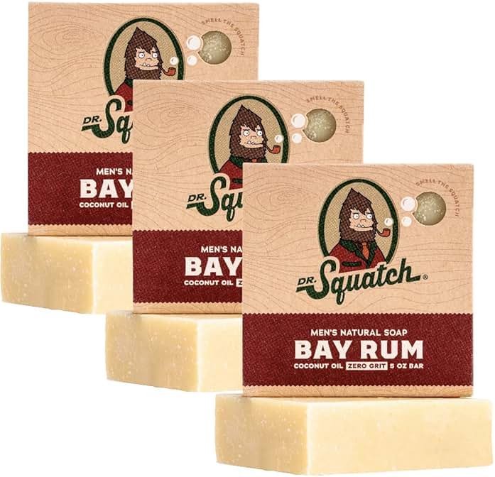 Dr. Squatch Natural Men’s Bar Soap - Cold Process Body Soap Bar with Natural Oils - Gifts for Men - Bay Rum (5 oz, 3-Pack) - Product Image