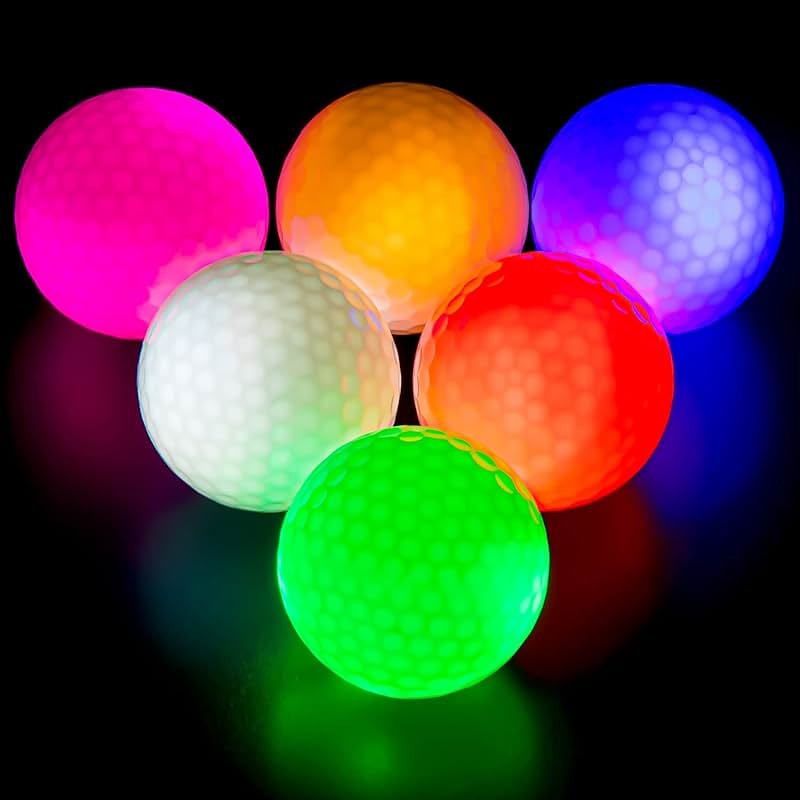 THIODOON Glow in The Dark Golf Balls Light up Led Golf Balls Night Golf Gift Sets for Men Kids Women 6 Pack (6 Colors in one) - Product Image