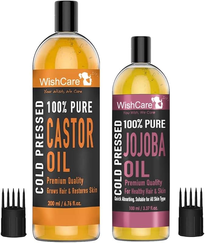 WishCare Premium Cold Pressed Castor Oil (200 Ml) & Cold Pressed Natural Jojoba Oil (100 Ml) - Product Image