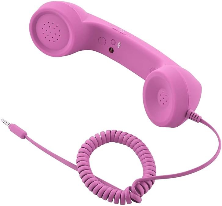 CM Vintage Retro Telephone Handset Cell Phone Receiver MIC Microphone for Cellphone Smartphone, 3.5 mm Socket (Pink) - Product Image