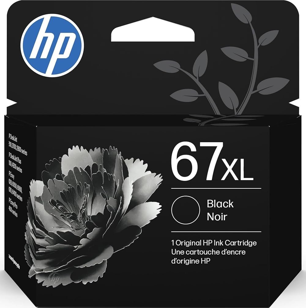 HP 67XL Black High-Yield Ink Cartridge | Works with DeskJet 1255, 2700, 4100, Envy 6000, 6400 Series | Eligible for Instant Ink | 3YM57AN | Packaging May Vary - Product Image