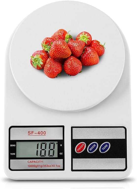 Partyreal Digital Kitchen Scale Capacity, Stainless Steel Food Scale with oz/g Units | Replaceable Battery Power | Ideal for Meal Prep, Cooking, Baking - Product Image