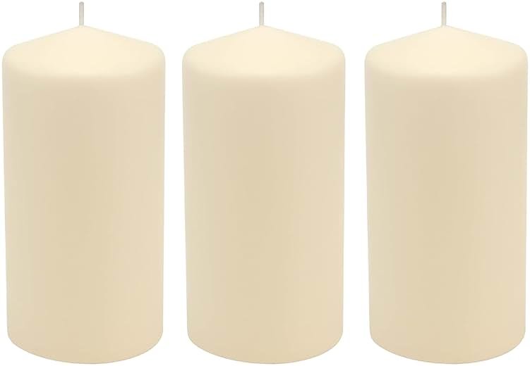 Stonebriar Unscented Pillar Candles – 65 Hour Burn Time, Long-Lasting Wax Candles for Weddings, Holidays, Home Décor & Special Events, Pack of 6, Ivory, 3" x 6" - Product Image