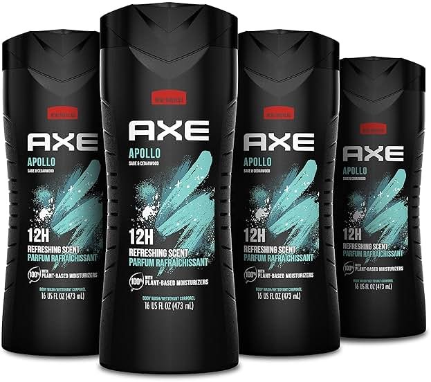 AXE Sage & Cedarwood Body Wash Apollo 4 Count for Long Lasting Freshness Men's Body Wash with Odor-Busting Prebiotics 16 oz - Product Image