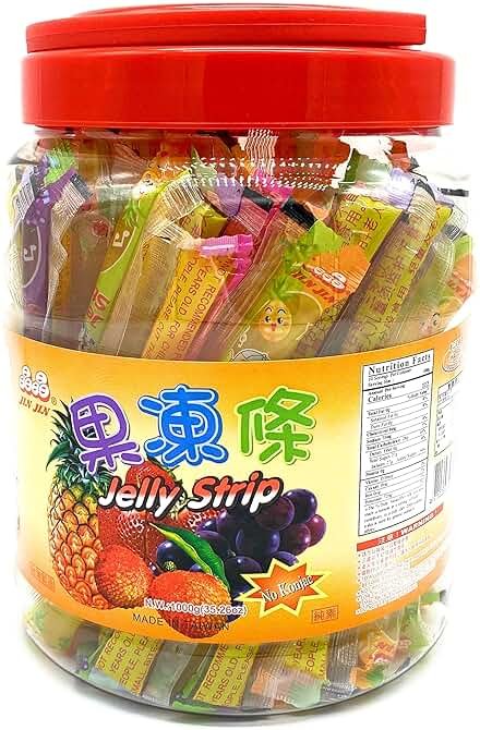 Jin Jin Fruit Jelly Filled Strip Straws Candy - Many Flavors! (35.26 oz) - Product Image