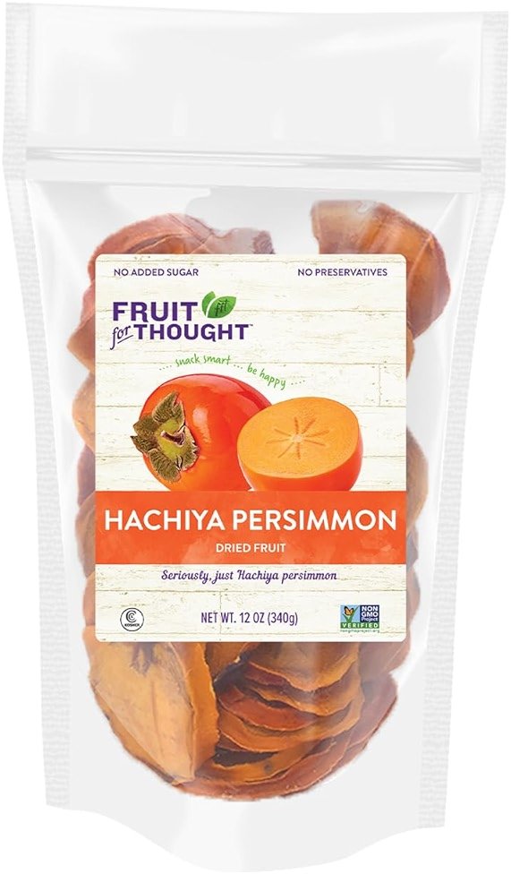Fruit for Thought Dried Persimmons | Dried Fruit Snack Packs | At Home, Work, or On The Go | Unsweetened Hachiya Persimmon | 12 Ounce Bags Pack of 2 - Product Image