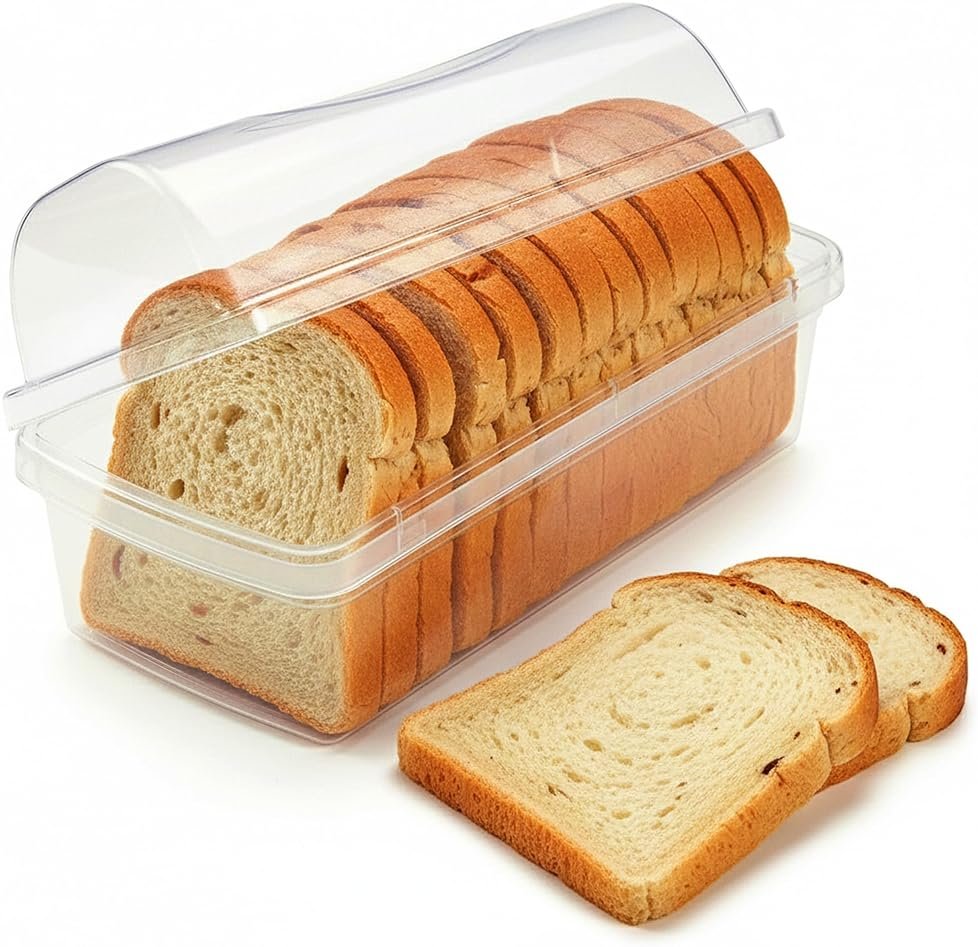 Kitchen Discovery Plastic Bread Box Container Preserve Bread Up To 5 Days and Keep Flavor and Freshness - Bread Box Plastic Storage - Product Image