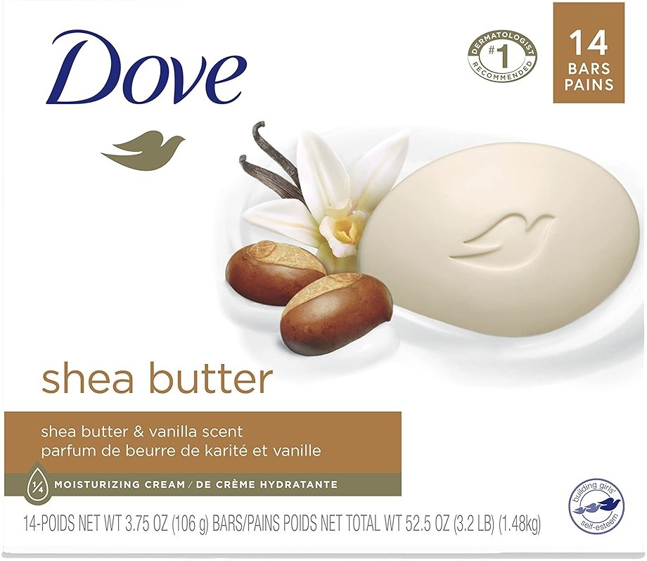 Dove Beauty Bar Gentle Skin Cleanser Moisturizing For Gentle Soft Skin Care Shea Butter More Moisturizing Than Bar Soap 3.75 oz 14 Bars - Product Image