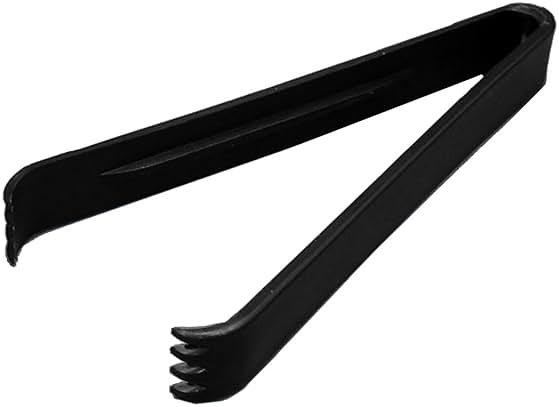 Party Essentials 6.5" Plastic Serving Tongs, 8-Count, Black - Product Image