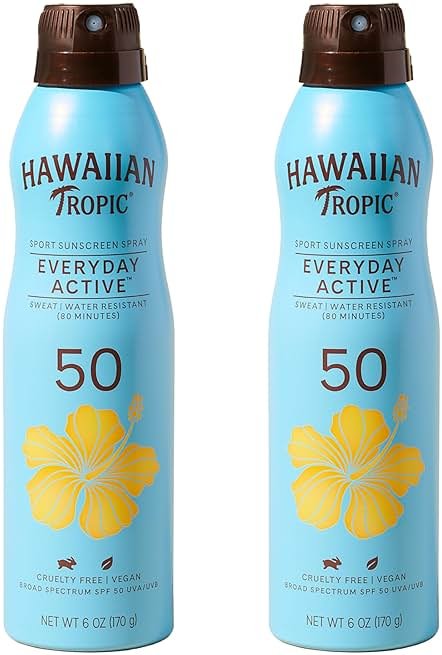 Hawaiian Tropic Everyday Active Spray Sunscreen SPF 50 | Body Sunscreen Spray SPF 50, Sunblock, Oxybenzone Free, 6oz each Twin Pack - Product Image