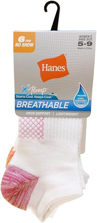 Hanes Women's Socks, Lightweight Breathable Socks, No Show and Super No Show, 6-Pack - Product Image