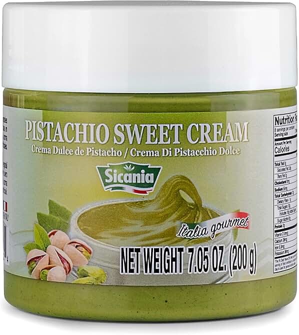 SICANIA - Premium Pistachio Cream, 7.05 oz (200g) - Authentic Italian, Gluten-Free, Non-GMO - Gourmet Spread for Desserts, Pastries, Dubai Pistachio Chocolate Bar & More - Product Image