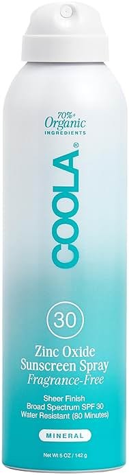 COOLA Organic Mineral Sunscreen SPF 30 Sunblock Spray, Dermatologist Tested Skin Care for Daily Protection, Vegan and Gluten Free, Fragrance Free, 5 Fl Oz - Product Image