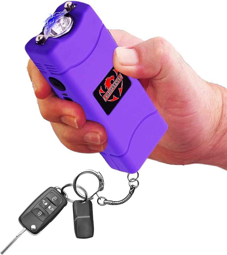 FIGHTSENSE Super Heavy Duty Keychain Stun Gun with Flashlight for Men and Women self Defense Device, Rechargeable Stun Gun, Nylon Holsters - Product Image