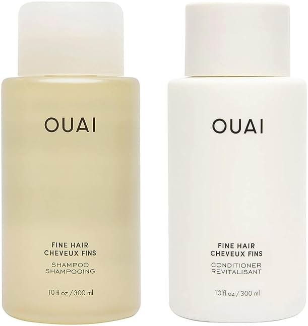 OUAI Fine Shampoo and Conditioner Set - Sulfate Free Shampoo and Conditioner for Women & Men - Made with Keratin, Marshmallow Root, Shea Butter & Avocado Oil - Free of Parabens & Phthalates (10 Fl Oz) - Product Image