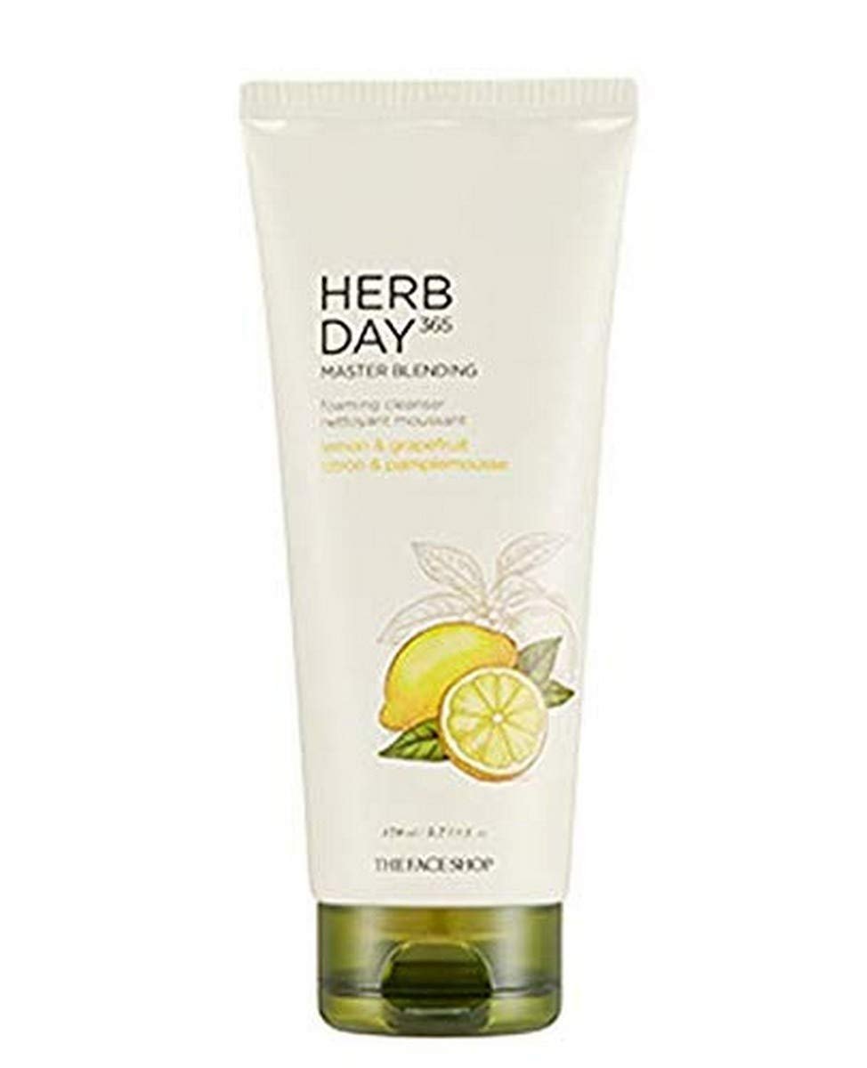 The Face Shop Herb Day 365 Master Blending Cleansing Foam Lemon & Grapefruit | Dead Cells & Makeup Residues Removal with Refreshing Sensation | Skin Residues Removal & Naturally Derived, 5.7 Fl Oz - Product Image