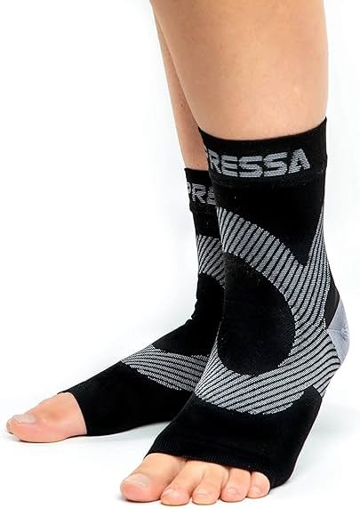 Compressa Compression Socks for Women & Men - Ankle Compression Sleeve with Premium Non-Slip Support Joint Pain, Muscle Recovery, Arthritis Relief, Injury Recovery, & More (1 Pair - Open Toe) - Product Image