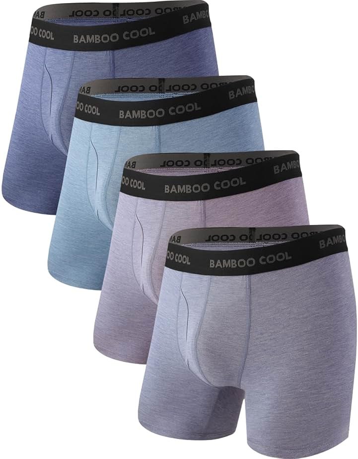 BAMBOO COOL Men's Ultra Breathable Underwear,No Riding Up Boxer Briefs with ComfortFlexible Waistband,Multipack - Product Image