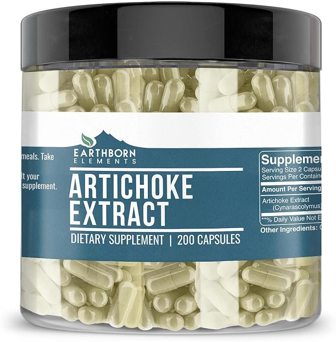 Earthborn Elements Artichoke Extract 200 Capsules, Pure & Undiluted, No Additives - Product Image