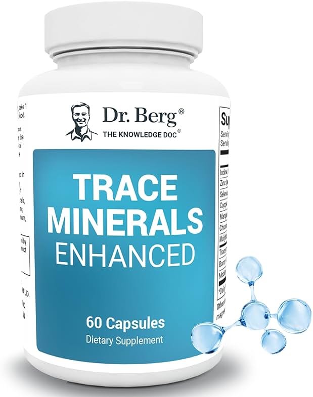 Dr. Berg Trace Minerals Enhanced Complex - Complete with 70+ Minerals Including 10 mg of Zinc - Dietary Supplement - 60 Capsules - Product Image