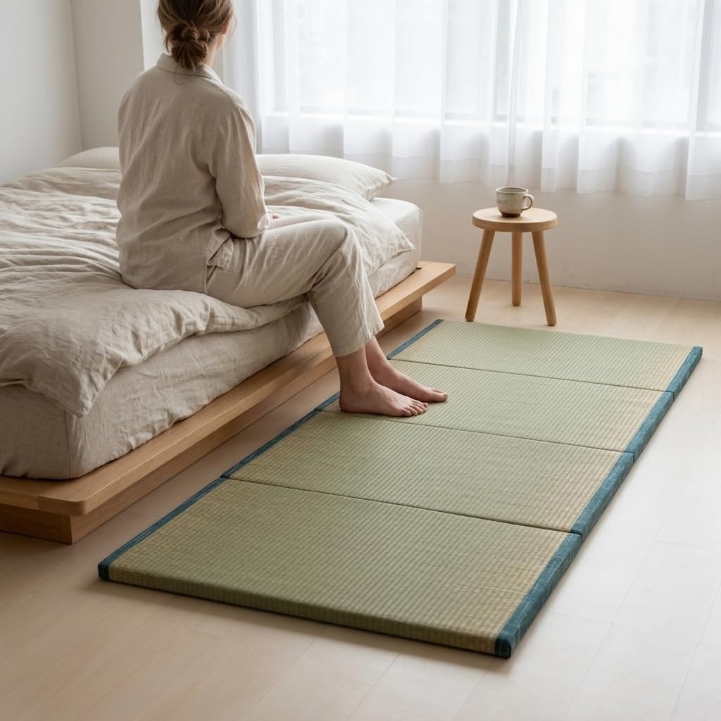 MustMat Tatami Futon Mattress Foldable Tatami Mat Twin Japanese Floor Mattress Rush Grass Floor Bed 35.4"x78.7"x1.2"(1 piece) - Product Image