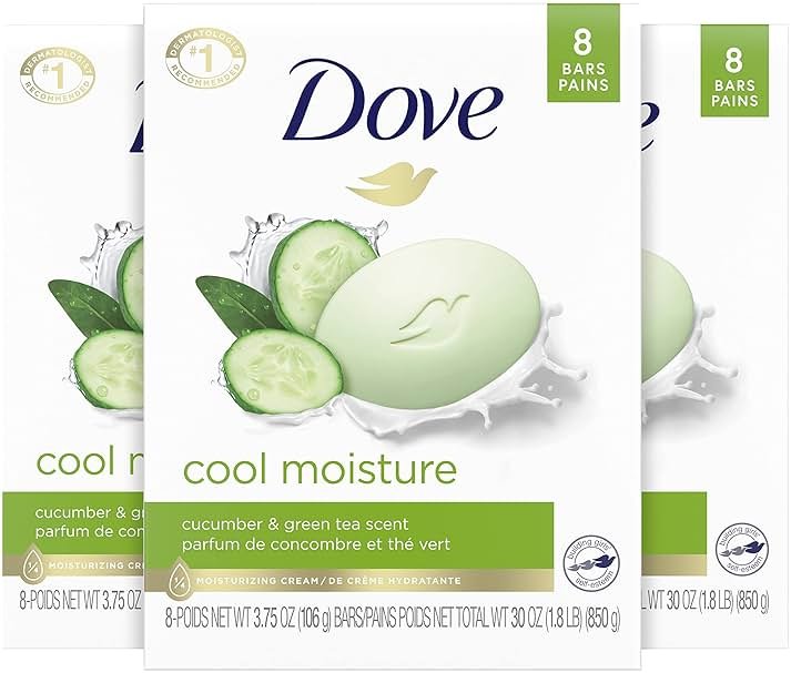 Dove Skin Care Beauty Bar For Softer Skin Cucumber And Green Tea More Moisturizing Than Bar Soap 3.75 oz 24 bars - Product Image