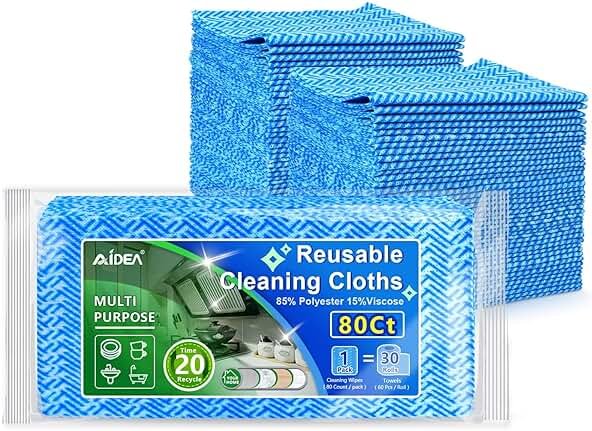 AIDEA Cleaning Wipes, Multi-Purpose Towel Reusable Cleaning Cloths-80Ct(1 Pack), Domestic Wipes, Dish Cloths-(12''x24'') - Product Image