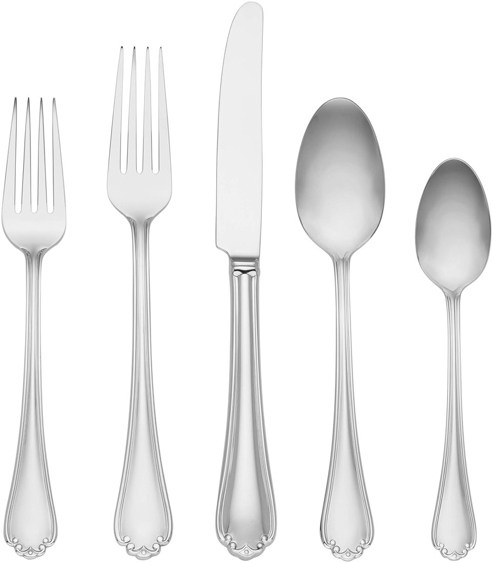 Lenox Silverware Set, Chelse Muse 65-Piece Flatware Set, Service For 12, 18/10 Stainless Steel, Dishwasher Safe, Knives Spoons And Forks Sets, Home And Kitchen Utensils (Silver, 65 Pieces) - Product Image