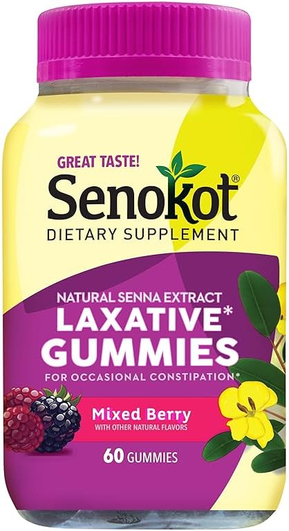 Senokot Dietary Supplement Laxative Gummies, 60 Count, Constipation Relief, Natural Senna Extract, Gentle Overnight Laxatives for Constipation Relief, Blueberry Pomegranate Flavor - Product Image