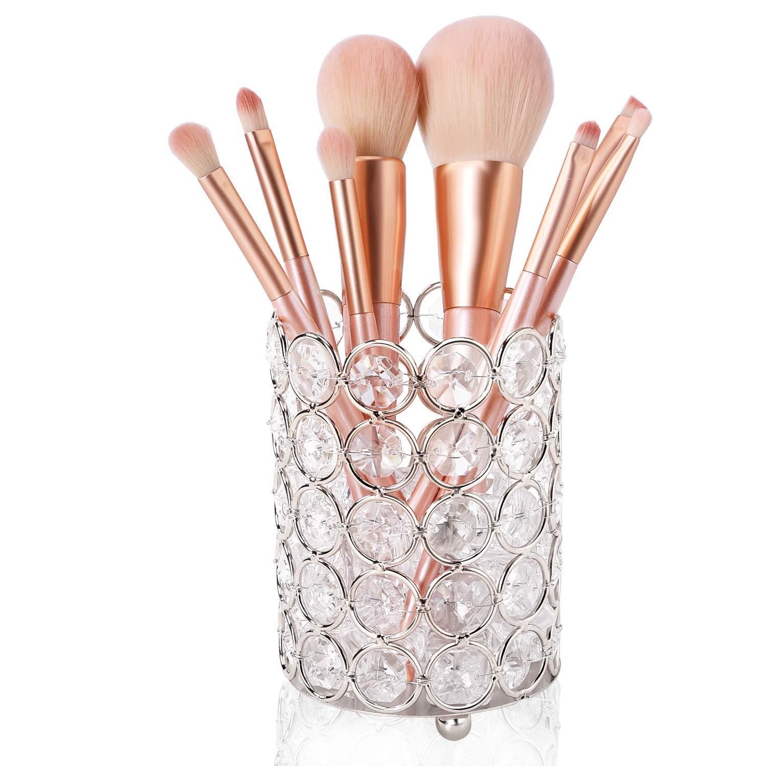 ShellKingdom Makeup Brush Holder, Clear Crystal Diamond Cosmetic Brush Storage Organizer Holder, Candle Holder for Wedding Christmas Birthdays Gifts Home Office Decor Dresser - Product Image