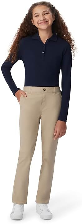 French Toast Girls' Pull-On Straight Fit Stretch Twill Pant - Product Image