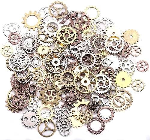 DAHI Antique Steampunk Gear,Mix Steampunk Wheel Alloy Gear Pendants Charms for Crafting Jewelry Making - Product Image