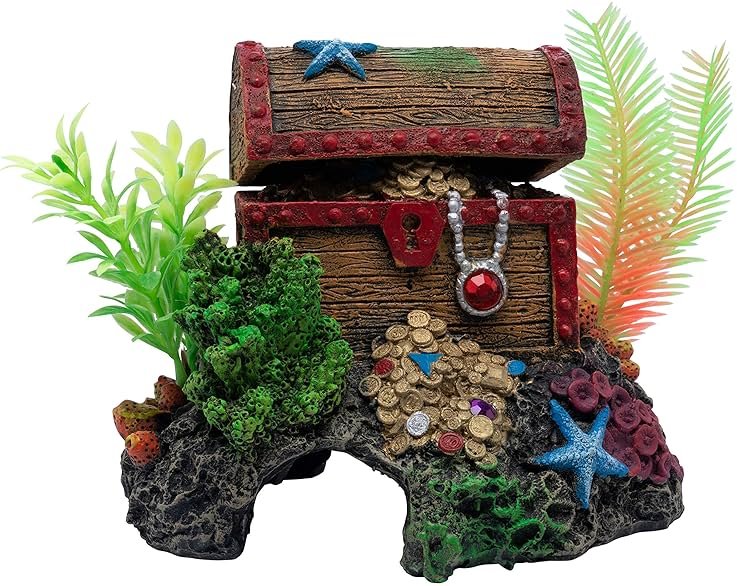 GLOFISH Aquarium Décor and Pump, Treasure Chest Air Pump Decoration for Fish Tanks, Multicolor - Product Image