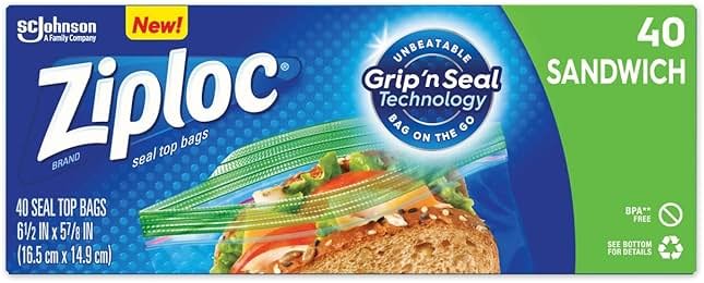 Ziploc, Seal Top Bags Sandwich Bonus Pack, 40 Count - Product Image