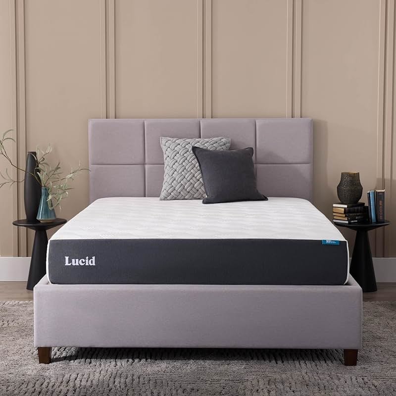 Lucid® 10" Firm Gel Memory Foam Mattress – Bamboo Charcoal & Cooling Gel – Fiberglass Free – Bed in a Box – CertiPUR-US® Certified – Twin XL Size - Product Image