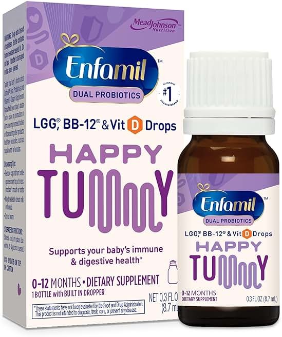 Enfamil Prenatals & Baby Vitamins Dual Probiotics Drops, Supports Baby's Immune & Digestive Health*, 8.7mL Bottle​ - Product Image