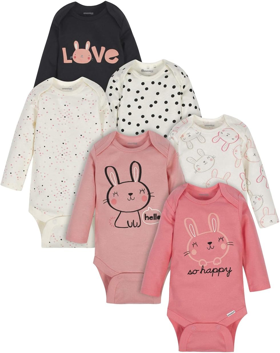 Onesies Brand, Unisex Baby, 6-Pack Long Sleeve Bodysuits - Product Image