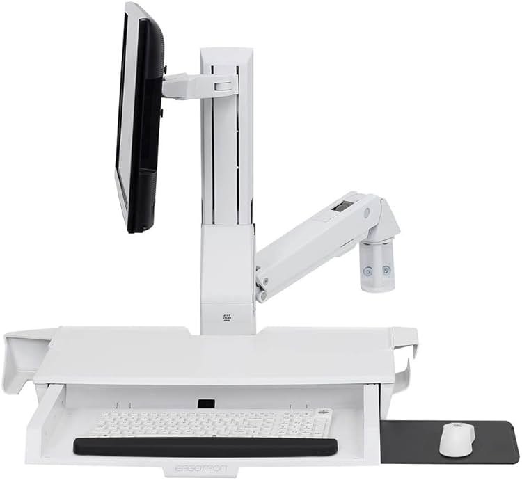 Ergotron StyleView Wall Mount for Monitor, Bar Code Scanner, Keyboard, Wrist Rest, Mouse - White - 1 Display(s) Supported24 Screen Support - 32 lb Load Capacity - 75 x 75, 100 x 100 VESA Standard - Product Image
